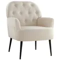 IWMH Sessel, Retro Fernsehsessel mit Metallbeinen, Ohrensessel mit Gepolsterter Rückenlehne, Loungesessel für Haus und Büro - Leinen - Beige