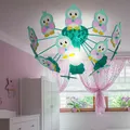 Design Kinder Zimmer Decken Beleuchtung Jungen Mädchen Holz Eulen Leuchte bunt