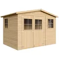 M334 GARTENHAUS HOLZ mit Fenstern - H226x324x216 cm/6 m2