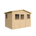 TIMBELA M334 Gartenhaus Holz mit Fenstern - Geräteschuppen Holz H226x324x216 cm/6 m² - Gerätehaus Gartenhütte Fahrradgarage Holz