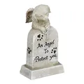 Relaxdays Grabschmuck Hund, wetterfest, Tier Gedenkstein, mit Kreuz, Hundeengel, Spruch: An Angel to Protect You, Creme