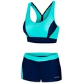 Aqua Speed Damen Sport Bikini Set | Zweiteiler | sportliche Bademode | Two Piece Swimsuit Women Girl | Schwimmbikini Frauen | Wassergymnastik | Wassersport | Gr. 36, 42 Türkis - Navy | Fiona