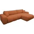 MIRJAN24 Ecksofa Furyn Maxi, Eckouch mit Bettkasten und Schlaffunktion, Ottomane universal, L-Form (Farbe: Velo 627) - Orange