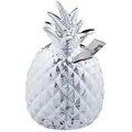 Relaxdays Spardose Ananas 10023743, Ø 9 x 16 cm, silber