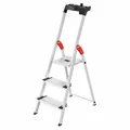 Hailo Sicherheits-Stehleiter L80 ComfortLine, Klappleiter, Aluminium, 3 Stufen