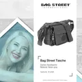 BAG STREET Handtasche Damen Handtasche Abendtasche (Handtasche), Damen, Jugend Tasche aus Crinkle Nylon in grau, ca. 17cm Breite