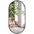Home Collective Ovaler Spiegel 80x40 cm mit schwarz lackiertem Aluminiumrahmen für Badezimmer Flur und Wohnzimmer industrieller Loft-Stil vielseitiges Design langlebiges