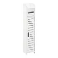 [en.casa] Toilettenpapierhalter mit Schranktür 80 x 15 x 15 cm Badezimmerschrank Badschrank Badregal Schrank WPC Weiß