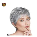 Becus Pixie Perücke Grau Ombre Synthetisch Kurz Damen
