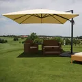 Gastronomie-Ampelschirm HWC-A96, Sonnenschirm, 3x4m (Ø5m) Polyester/Alu 26kg creme mit Ständer, drehbar