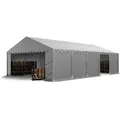 Toolport Lagerzelt 5x10 M Industriezelt Unterstand Pvc Plane 750 N Grau Mit Bodenrahmen Und Dachverstärkung