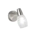 Wandstrahler 1 flammig matt Silber Dekorglas satiniert, Höhe 15cm - R80021007