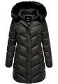 REPUBLIX Damen Gefütterte Dicke Glanz Winter Jacke Mantel Parka mit Kapuze RJ-8020 Schwarz 3XL