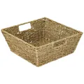 HMF Geschenkkorb leer, Aufbewahrungskorb geflochten aus Seegras 30 x 30 x 12 cm