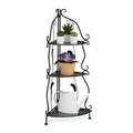 Relaxdays Eckregal, Schwarz, Metall, Kunststoff, 30x82.5x30 cm, Wohnzimmer, ,