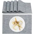 Relaxdays Tischset 6er Set Polyester/PVC Grau Abwaschbar 45 cm x 30 cm 80 g