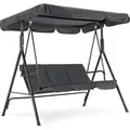 M MCombo 3-Sitzer Hollywoodschaukel, Gartenschaukel mit Verstellbares Sonnendach, Schaukelbank Outdoor, Gartenliege Wetterfest, Grau 8003 - Grau
