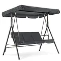 M MCombo 3-Sitzer Hollywoodschaukel, Gartenschaukel mit Verstellbarem Sonnendach, Schaukelbank Outdoor, Gartenliege Wetterfest, 114 x 170 x 155 cm, Grau 8003