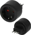 Brennenstuhl Reisestecker/Reiseadapter (Reise-Steckdosenadapter zum Anschluss elektrischer Geräte mit Schutzkontakt Stecksystem in Ländern mit italienischem Stecksystem) schwarz