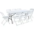 Oviala Biertischgarnitur, Weiß, Textil, Rechteckig, Gartenmöbel, Gartenmöbel-Sets
