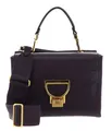 COCCINELLE Arlettis Signature Handbag Grained Leather Umhängetasche Prune Neu