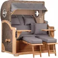 Strandkorb Westerland Teak Bullauge PE grey Dessin 551