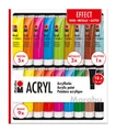 1210000000209  Acrylfarben Set Effect, mit 18 x 36 ml Farbe, 9 x Basic, 5 x N...