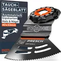 Presch Starlock Sägeblatt Gipskarton, Holz & Nägel 40x32mm - Multitool Sägeblatt für werkzeuglosen Wechsel - Saubere, exakte Schnitte dank asymmetrischem Dual-Tec Design - Präzises Tauchsägeblatt