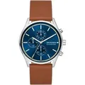 SKAGEN Chronograph HOLST CHRONOGRAPH SKW6916, Quarzuhr, Armbanduhr, Herrenuhr, Stoppfunktion, Lederarmband braun