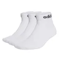 adidas Unisex Linear Ankle Cushioned Socks 3 Pairs, White / Black, 37-40