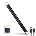 JIEYUCHU Lichtbogen Feuerzeug Elektrisch, Stabfeuerzeug USB Aufladbar mit LED Display, Winddicht und Flammenlos für Kerzen, Camping, Gasherd, Party (B-Schwarz)