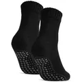sockenkauf24 ABS-Socken Antirutschsocken warme Stoppersocken mit Wolle Vollfrottee (Schwarz, 2-Paar, 47-50) mit Komfortbund für Damen & Herren - 21463 schwarz 47-50