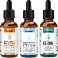 Gesichtsserum Set mit Vitamin C, Hyaluron, Retinol Serum, Anti-Falten Anti-Aging, SET 1x Vitamin C/ 1x Hyaluronic Acid/ 1x Retinol