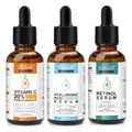 P-Beauty Anti-Aging Serum SET - 3x30ml für Gesicht | Vitamin C Serum, Hyaluronsäure Serum, Retinol Serum | hautaufhellend & feuchtigkeitsspendend | Gesichtspflege | Anti-Falten Serum 3er Set