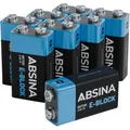Absina Batterien Alkaline, 9V Block, E-Block, 6LR61, 8 Stück