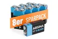 ABSINA 8x 9V Blockbatterie Alkaline, langlebig & auslaufsicher, Rauchmelder Batterie, (1 St)