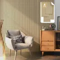 NEU.HOLZ Akustik Wandpaneele Vang 4er Set Wandverkleidung zum Kleben und Schrauben 2,88 m² Holzfurnier 3D Paneele Lamellen in Eichenoptik