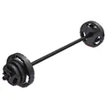 GORILLA SPORTS® Langhantel Set 19,5 kg - inkl. Hantelscheiben 2x1,25kg, 2x2,5kg, 2x5kg, 30mm, Aerobic Langhantelstange 130 cm, mit 2 Federverschlüsse, Kunststoff - Hantelset, Langhantelset