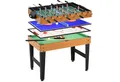 HOMCOM Spieltisch 4 in 1, mit Tischtennis, Kicker, Billard, Tischhockey, (Partyspieltisch, 4-tlg), für Multiplayer-Spaß, Stahl, Naturholz+Schwarz