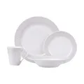 Maxwell & Williams II0109 Dinner-Set 16-tlg – Porzellan mit verziertem Rand – Zenith, Teller & Tassen, Grau, Geschenkbox