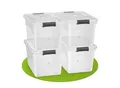 Juskys Aufbewahrungsbox mit Deckel - 4er Set Kunststoff Boxen 45l - Box stapelbar, transparent