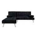 Schlafsofa Miranda mit Chaiselongue Velvet Schwarz