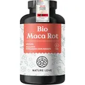 NATURE LOVE® Bio Maca Rot - 180 Kapseln - 3000mg pro Tagesdosis (entspricht 12.000mg Maca Wurzel) - Mit natürlichem Vitamin C - Zertifiziert Bio, hochdosiert, vegan, in Deutschland produziert