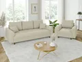 S-Style Möbel Polstergarnitur 3+1 Zara mit Braun Holzfüßen im skandinavischen Stil aus Cord-Stoff, (1x 3-Sitzer-Sofa, 1x Sessel), mit Wellenfederung