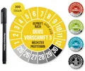 Frank Paperman® 300x DGVU V3 Prüfplaketten gelb 20 mm Durchmesser inkl. Folienstift, Prüfplaketten Nächster Prüftermin, UV-beständig, Hohe Klebkraft, 5 Farben, 2 Größen