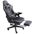 Gaming Stuhl im modernen Racing-Design mit ausziehbarer Fußstütze Gaming Chair mit verstellbaren Design Armlehnen ergonomischer Schreibtischstuhl mit extra Stützkissen,Farbe:Schwarz/Military -Grün