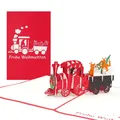 Pop Up Karte "Eisenbahn &  Nikolaus" lustige 3D Weihnachtskarte mit Lokomotive