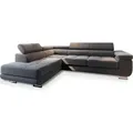 ECKSOFA SELVA L-S Grau Velours-Stoff mit Schlaffunktion