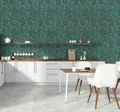 Vliestapete Floral Blattmuster Aquarell Grün Petrol Braun 39745-4 (3,46€/1qm)