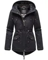 MARIKOO Damen warme Winterjacke mit kuscheliger verstellbarer Kapuze Manolya Blue with black fur Gr. S